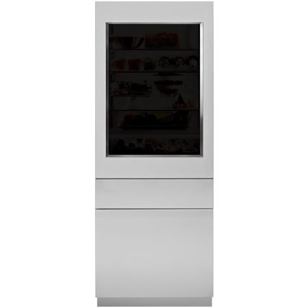 Monogram 30 Inch Wide Glass Door Panel Kit for Left Hinge Full Size Refrigerator in 80 Inch High Installation Stainless Steel