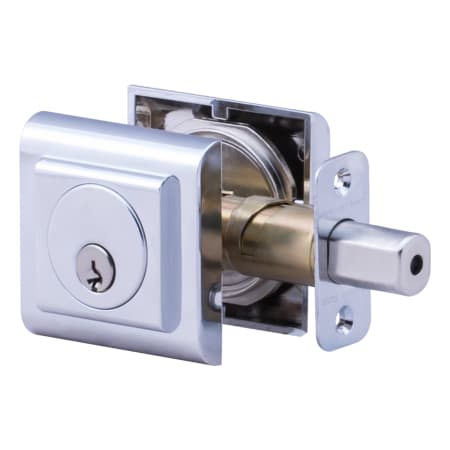 Montana Forge Keyed Entry Double Cylinder Square Deadbolt from the Contemporary Collection Polished Stainless