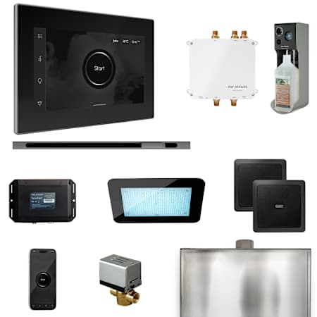 Mr Steam Bliss Linear Package Steam Shower Control Package with Isteamx Control and Linear Steamhead Black / Brilliant Black