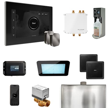 Mr Steam Bliss Max Package Steam Shower Control Package with Isteamx Control and Steamhead Black / Brilliant Black