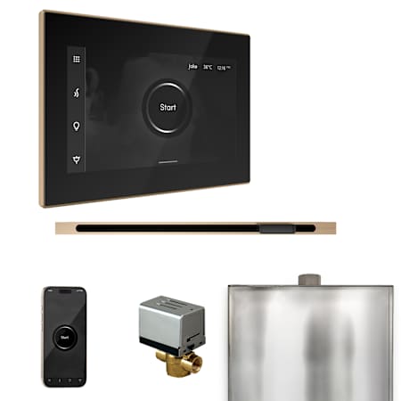 Mr Steam XButler Linear Steam Shower Control Package with iSteamX Control and Linear Steamhead Black / Brushed Bronze