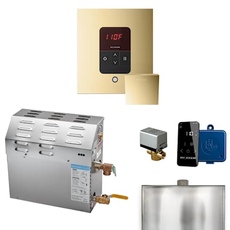 Mr Steam MS 5 kW (5000 W) Steam Shower Generator Package with Square iTempo Control and Accessories Polished Brass