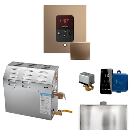 Mr Steam Ms Itempo Square with Accessories Package 6 kW (6000 W) Steam Shower Generator Package with Square iTempo Control Nouveau Bronze