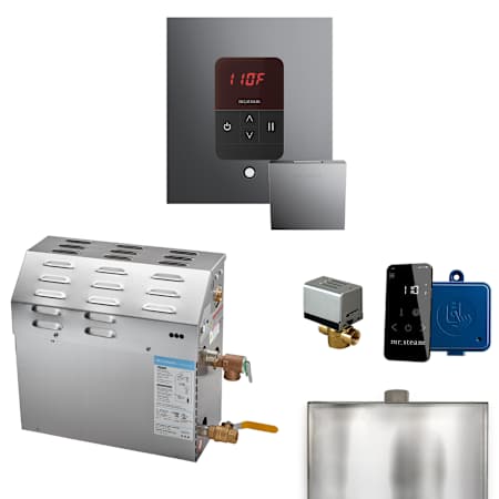 Mr Steam Ms Itempo Square with Accessories Package 9 kW (9000 W) Steam Shower Generator Package with Square iTempo Control Brilliant Black