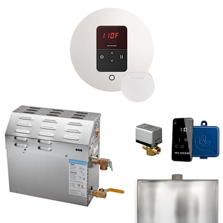 Mr Steam MS 12 kW (12000 W) Steam Shower Generator Package with Round iTempo Control and Accessories White