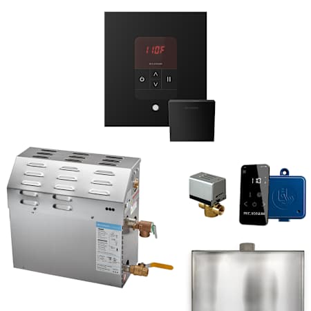 Mr Steam MS 12 kW (12000 W) Steam Shower Generator Package with Square iTempo Control and Accessories Matte Black