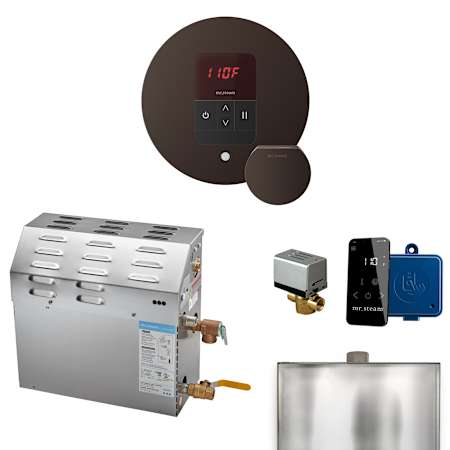 Mr Steam MS Super iTempo Round 15 kW (15000 W) Steam Shower Generator Package with Round iTempo Control and Accessories Oil-Rubbed Bronze