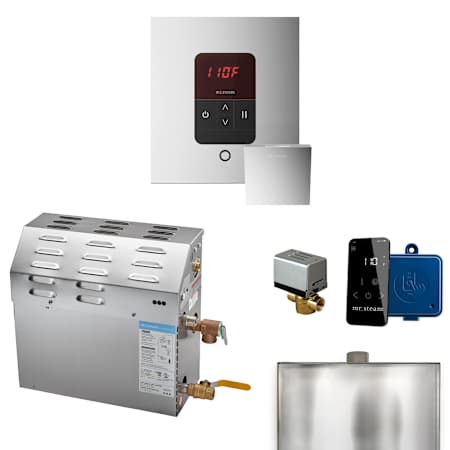 Mr Steam MS Super iTempo Square 15 kW (15000 W) Steam Shower Generator Package with Square iTempo Control and Accessories Polished Chrome