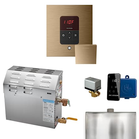 Mr Steam MS Super iTempo Square 15 kW (15000 W) Steam Shower Generator Package with Square iTempo Control and Accessories Brushed Bronze