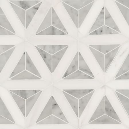 MSI Carrara White 9" x 12" Square Triangle Floor and Wall Mosaic Tile - Polished Marble Visual - Sold by ( 7.7 SF/Carton) Carrara White