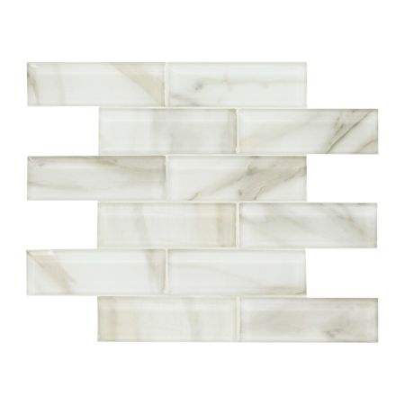 MSI Beveled Glass 12" x 12" Rectangle Brick Wall Mosaic Tile - Glossy Glass Visual - Sold by Carton (9.7 SF/Carton) Ivory Amber