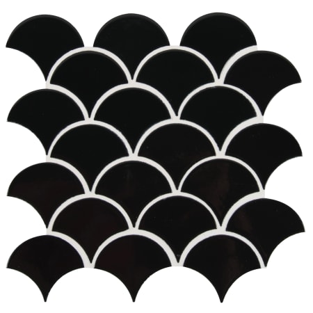 MSI 13" x 14" Specialty Fan Mosaic Floor and Wall Tile - Glossy Porcelain Visual - Sold by Carton (9.1 SF/Carton) Retro Nero