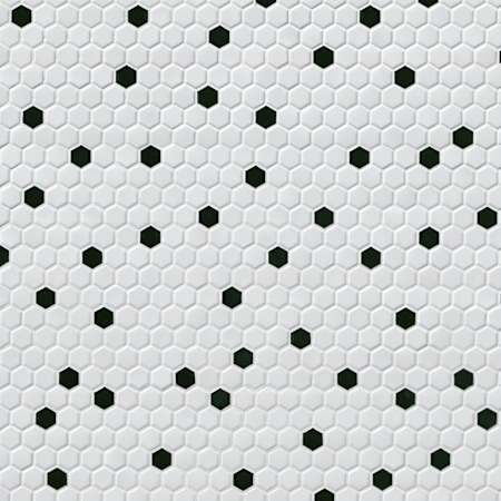 MSI Domino - 1" x 1" Hexagon Geometric Floor and Wall Mosaic Tile - Matte Stone and Porcelain Visual - Sold by Carton (12.9 SF/Carton) Black / White