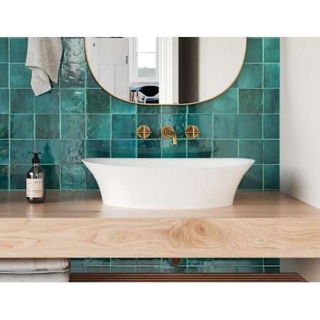 MTI Baths Acquabella 23-1/2" Oval Contemporary Stone Composite Vessel Bathroom Sink Matte White