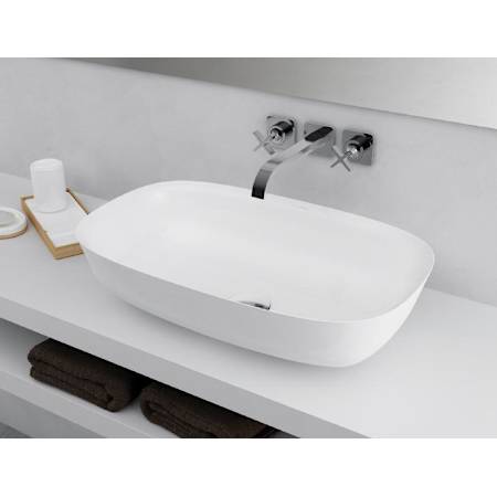 MTI Baths Acquabella 23-3/4" Rectangular Stone Composite Vessel Contemporary Bathroom Sink Matte White