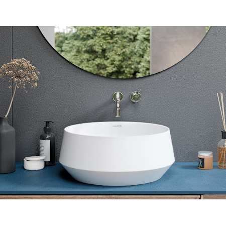 MTI Baths Acquabella 17" Circular Stone Composite Vessel Contemporary Bathroom Sink Matte White