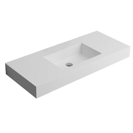 MTI Baths Acquabella Zermatt-1 35-1/2" Rectangular Stone Composite Wall Mounted Bathroom Sink White / Matte