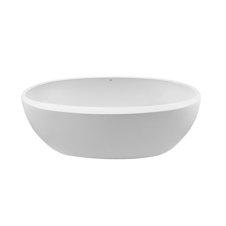 MTI Baths Cassandra 72" Freestanding Sculpture Stone Soaking Tub with Center Drain, Drain Assembly, and Overflow White Gloss