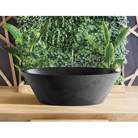 MTI Baths Acquabella 71" Free Standing Stone Composite Soaking Air Tub with Reversible Drain and Overflow Matte Black