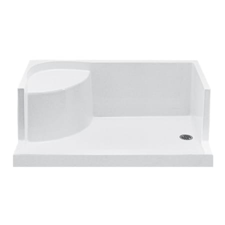 MTI Baths Designer 59-3/4" x 35-1/2" Rectangular Shower Base with Single Threshold and Left Drain White