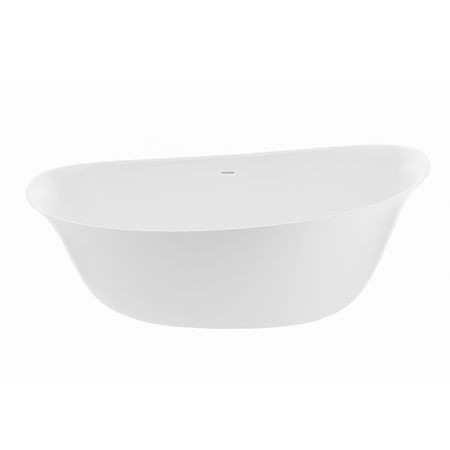 MTI Baths Boutique Lucia 71" Free Standing Solid Surface Soaking Tub with Center Drain, Drain Assembly, and Overflow White / Gloss
