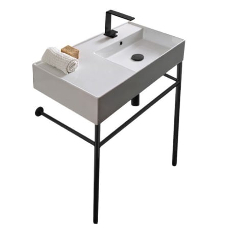 Nameeks Scarabeo Teorema 2.0 32" Rectangular Ceramic Console Bathroom Sink with One Faucet Hole - Includes Overflow Black