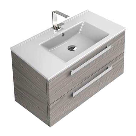 Nameeks Dadila 33" Wall Mounted Single Basin Vanity Set with Engineered Wood Cabinet and Ceramic Vanity Top Grey Walnut