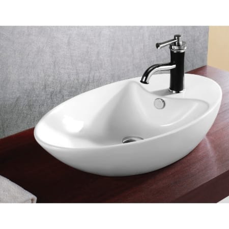 Nameeks Caracalla 28-3/8" Ceramic Vessel Bathroom Sink with 1 Faucet Hole and Overflow White