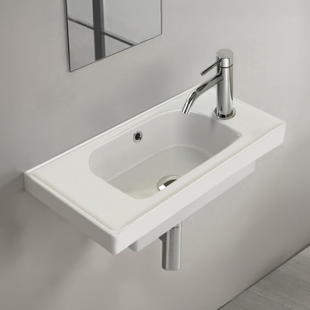 Nameeks Frame 19-5/8" Rectangular Ceramic Wall Mount / Drop In Bathroom Sink with Overflow and Right Offset Single Faucet Hole White