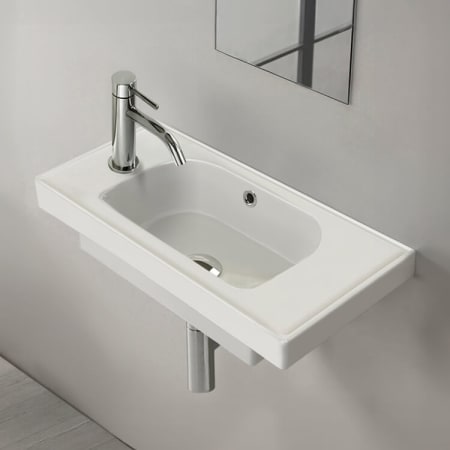 Nameeks Frame 19-5/8" Rectangular Ceramic Wall Mount / Drop In Bathroom Sink with Overflow and Left Offset Single Faucet Hole White