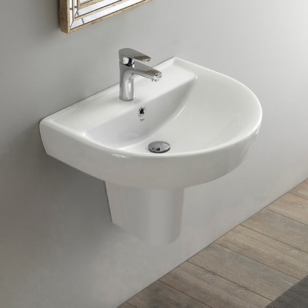 Nameeks Bella 17-11/16" Rectangular Ceramic Wall Mount / Drop In Bathroom Sink with Overflow and Single Faucet Hole White