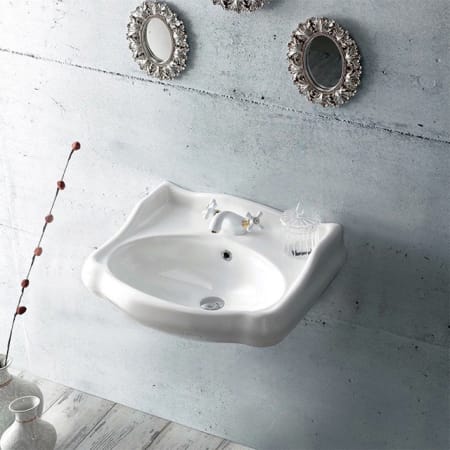 Nameeks Cerastyle 23-2/3" Ceramic Bathroom Sink Only for Pedestal Installation with One Faucet Hole - Includes Overflow White