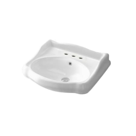 Nameeks Cerastyle 23-2/3" Ceramic Bathroom Sink Only for Pedestal Installation with Three Faucet Holes - Includes Overflow White