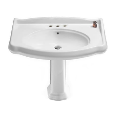 Nameeks Cerastyle 39-2/5" Ceramic Pedestal Bathroom Sink with Three Faucet Holes - Includes Overflow White