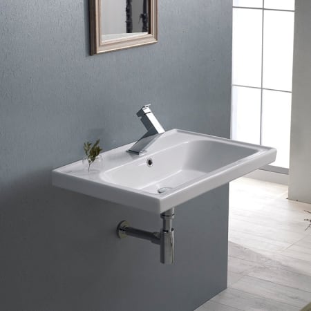 Nameeks Frame 23-5/8" Ceramic Wall Mounted/Drop in Bathroom Sink with One Faucet Hole - Includes Overflow White