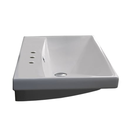 Nameeks Elite 23-5/8" Ceramic Wall Mounted/Drop in Bathroom Ramp Sink with Three Faucet Holes - Includes Overflow White
