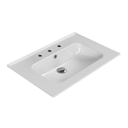 Nameeks Blue 27-5/8" Rectangular Ceramic Drop In/Wall Mounted Bathroom Sink with Overflow and 3 Faucet Holes at 8" Centers White
