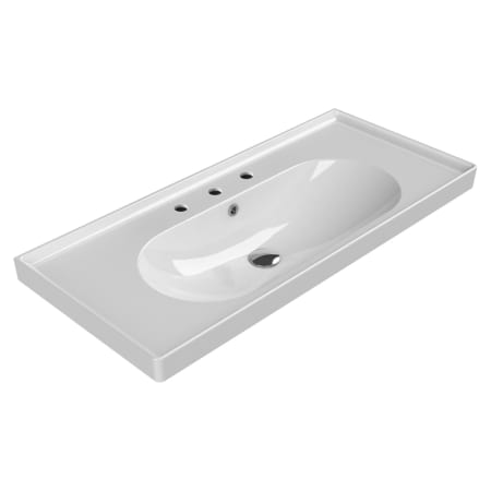 Nameeks Arya 39-5/16" Rectangular Ceramic Drop In/Wall Mounted Bathroom Sink with Overflow and 3 Faucet Holes at 8" Centers White