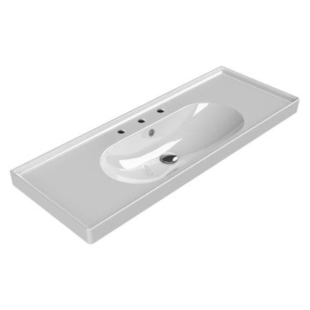 Nameeks Arya 47-3/8" Rectangular Ceramic Drop In/Wall Mounted Bathroom Sink with Overflow and 3 Faucet Holes at 8" Centers White