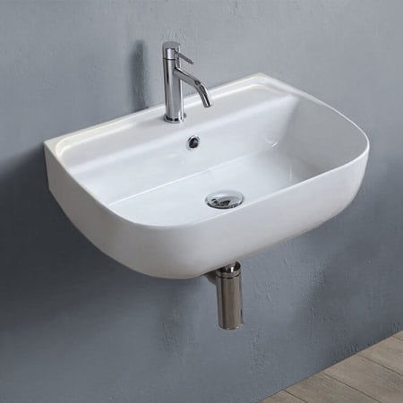 Nameeks Aqua 21-11/16" Rectangular Ceramic Wall Mount / Drop In Bathroom Sink with Overflow and Single Faucet Hole White