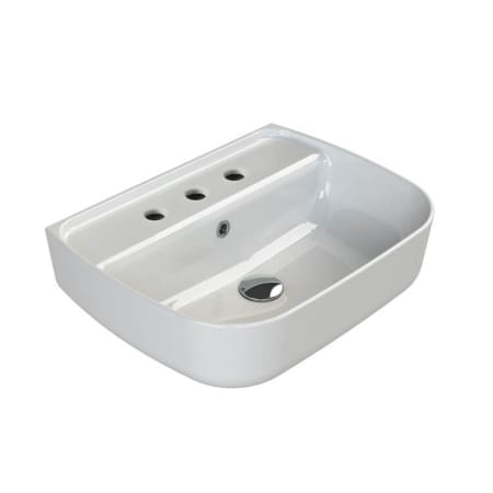 Nameeks Aqua 21-11/16" Rectangular Ceramic Wall Mount / Drop In Bathroom Sink with Overflow and 3 Faucet Holes at 8" Centers White