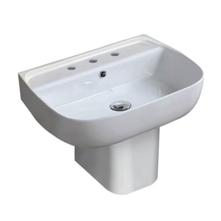 Nameeks Aqua 21-11/16" Rectangular Ceramic Wall Mount / Drop In Semi-Pedestal Bathroom Sink with Overflow and 3 Faucet Holes at 8" Centers White