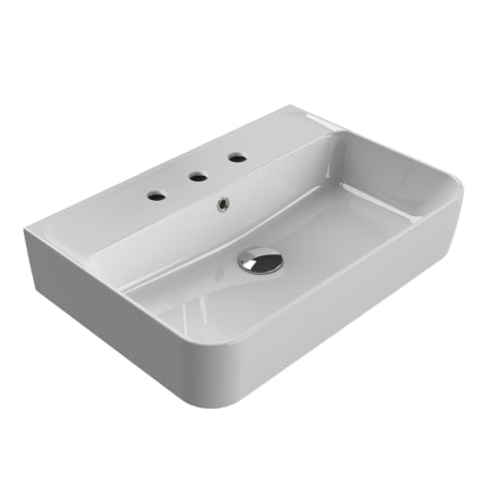 Nameeks Hera 23-5/8" Rectangular Ceramic Drop In/Wall Mounted Bathroom Sink with Overflow and 3 Faucet Holes at 8" Centers White