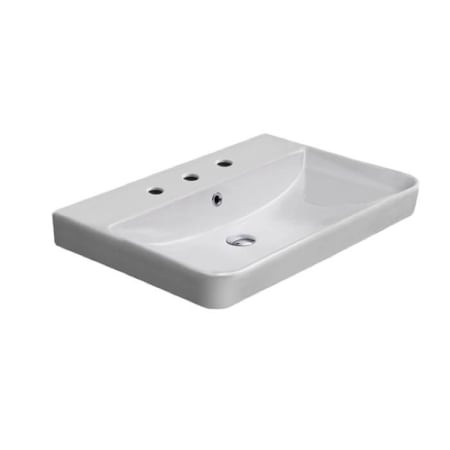 Nameeks Noura 23-5/8" Rectangular Ceramic Wall Mount / Drop In Bathroom Sink with Overflow and 3 Faucet Holes at 8" Centers White