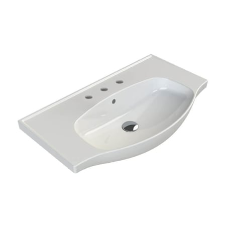 Nameeks Lila 31-1/2" Rectangular Ceramic Wall Mount / Drop In Bathroom Sink with Overflow and 3 Faucet Holes at 8" Centers White
