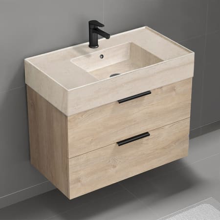 Nameeks Derin 32" Wide Modern Bathroom Vanity - Single Basin, Wall Mounted Brown Oak