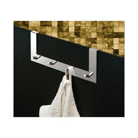 Nameeks Tyler Over The Door Robe Hook Rack with 4 Hooks Polished Chrome