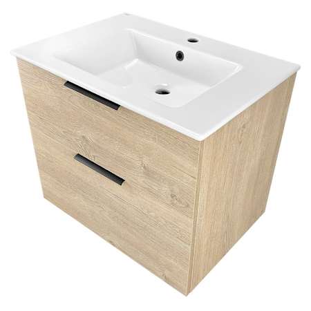 Nameeks Ibiza Wall Mounted Vanity Modern 28" Brown Oak / Matte Black