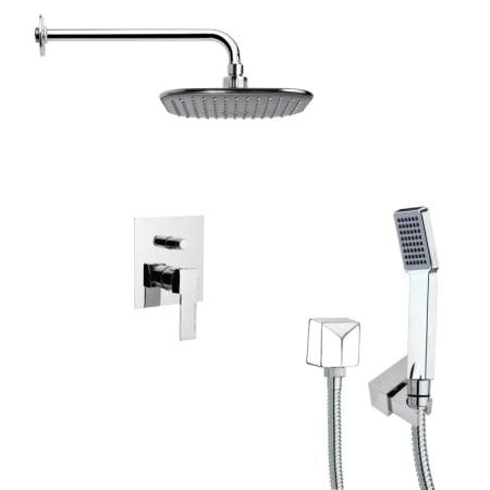Nameeks Remer 2.5 GPM Square Single Function Rain Shower Head with Hand Shower - Includes Rough In Valve Chrome