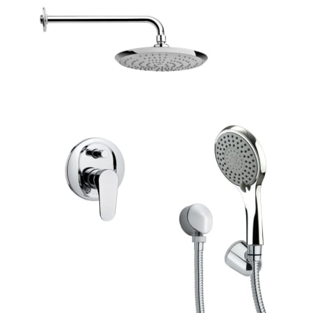 Nameeks Remer 2.5 GPM Round Single Function Rain Shower Head with Hand Shower - Includes Rough In Valve Chrome